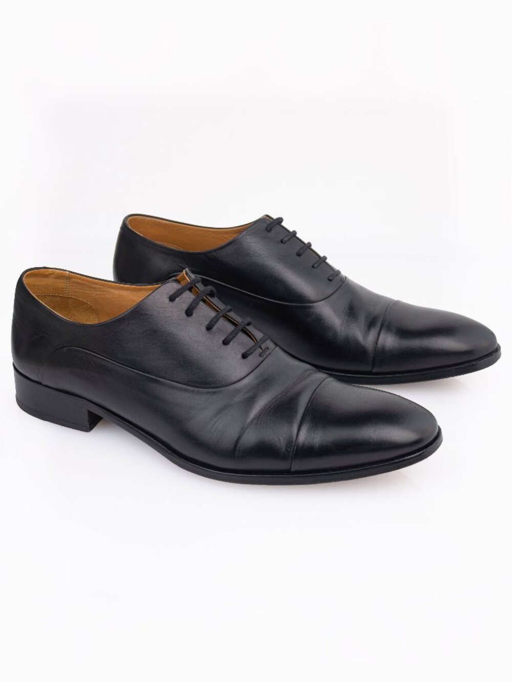 Longchamp Men's Black Leather Cap Toe Oxford Dress Shoes Size 42 US 9